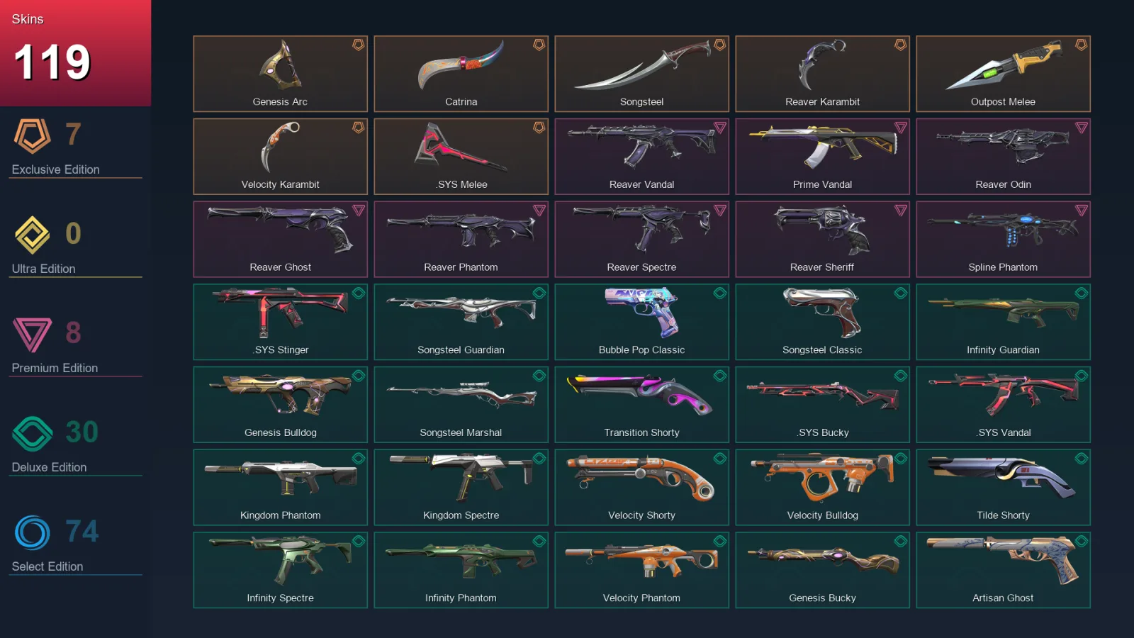 EU | Lv405 | Unranked | 119 Skin | 27 Agent | 174 Buddy — Valorant account
