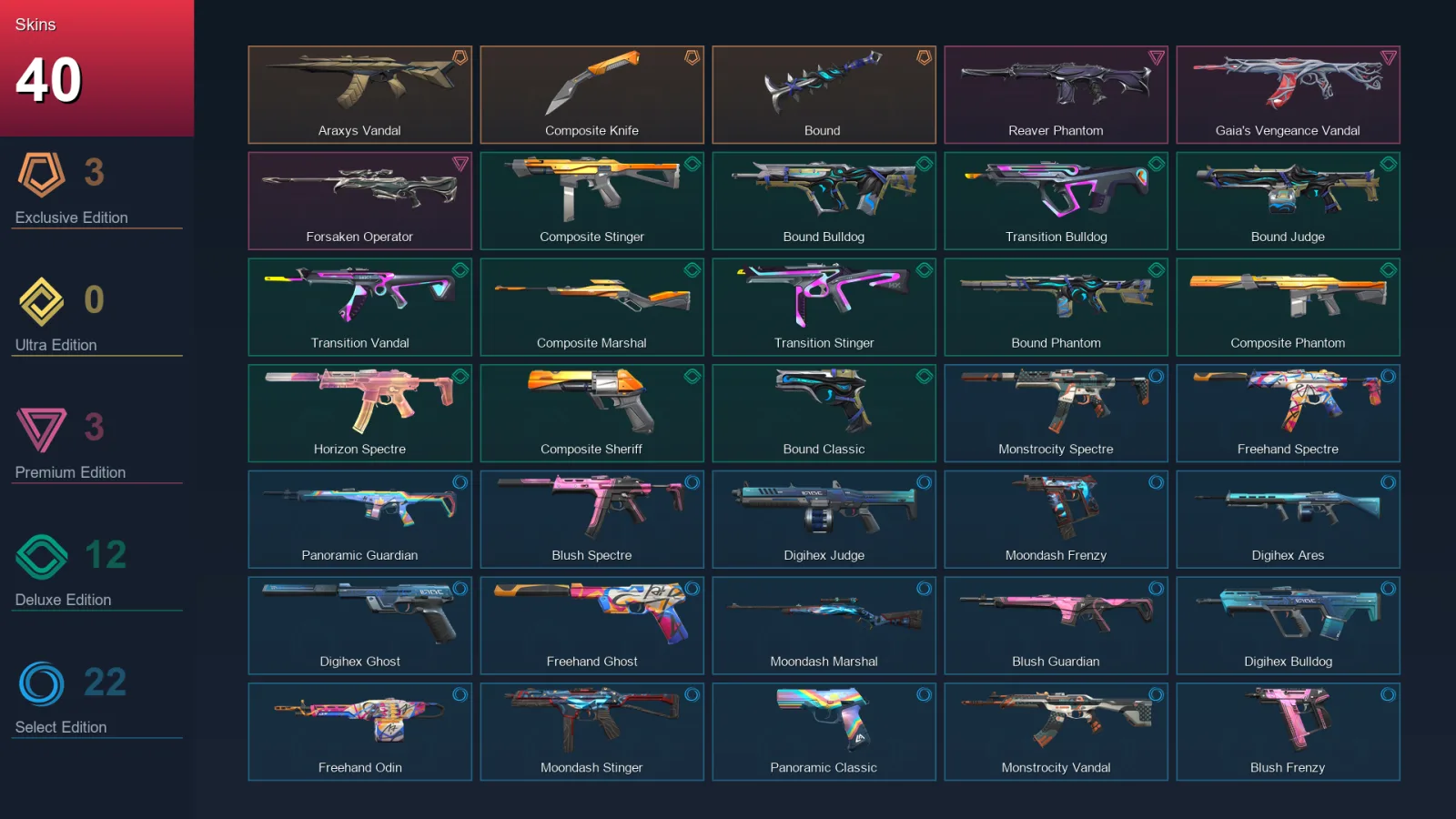EU | Lv71 | Unranked | 40 Skin | 21 Agent | 45 Buddy