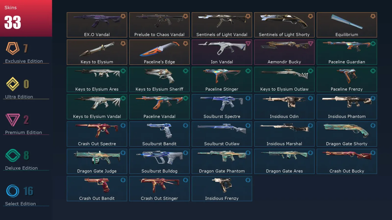[Valorant] | EU | Level 51 | Silver 3 | 9 Agents | 33 Skins — Valorant account