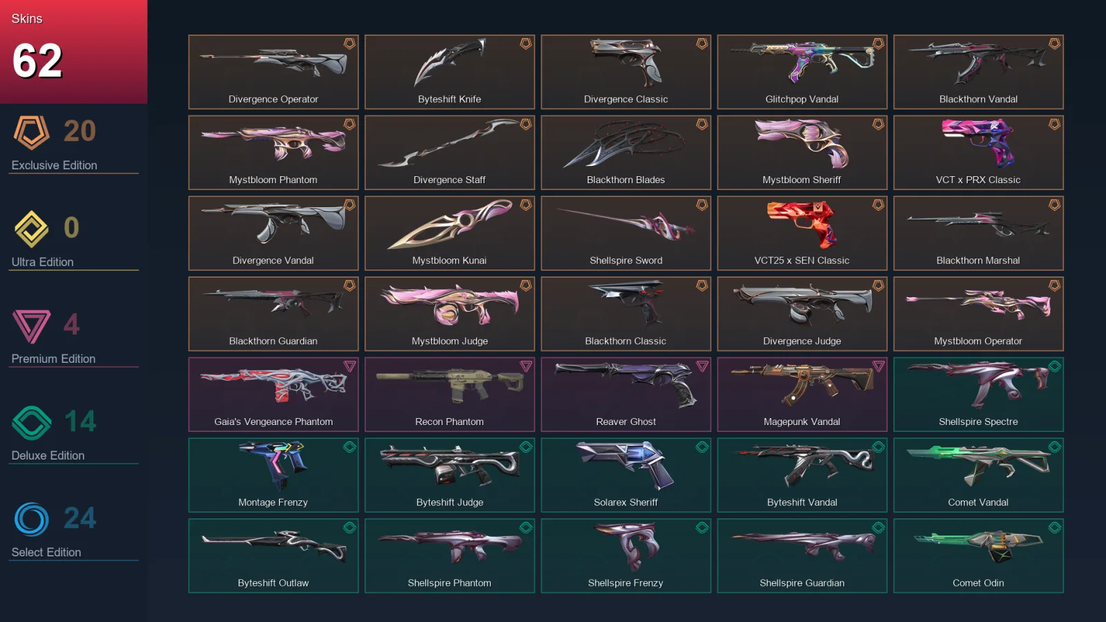 EU | Lv133 | Unranked | 62 Skin | 29 Agent | 72 Buddy