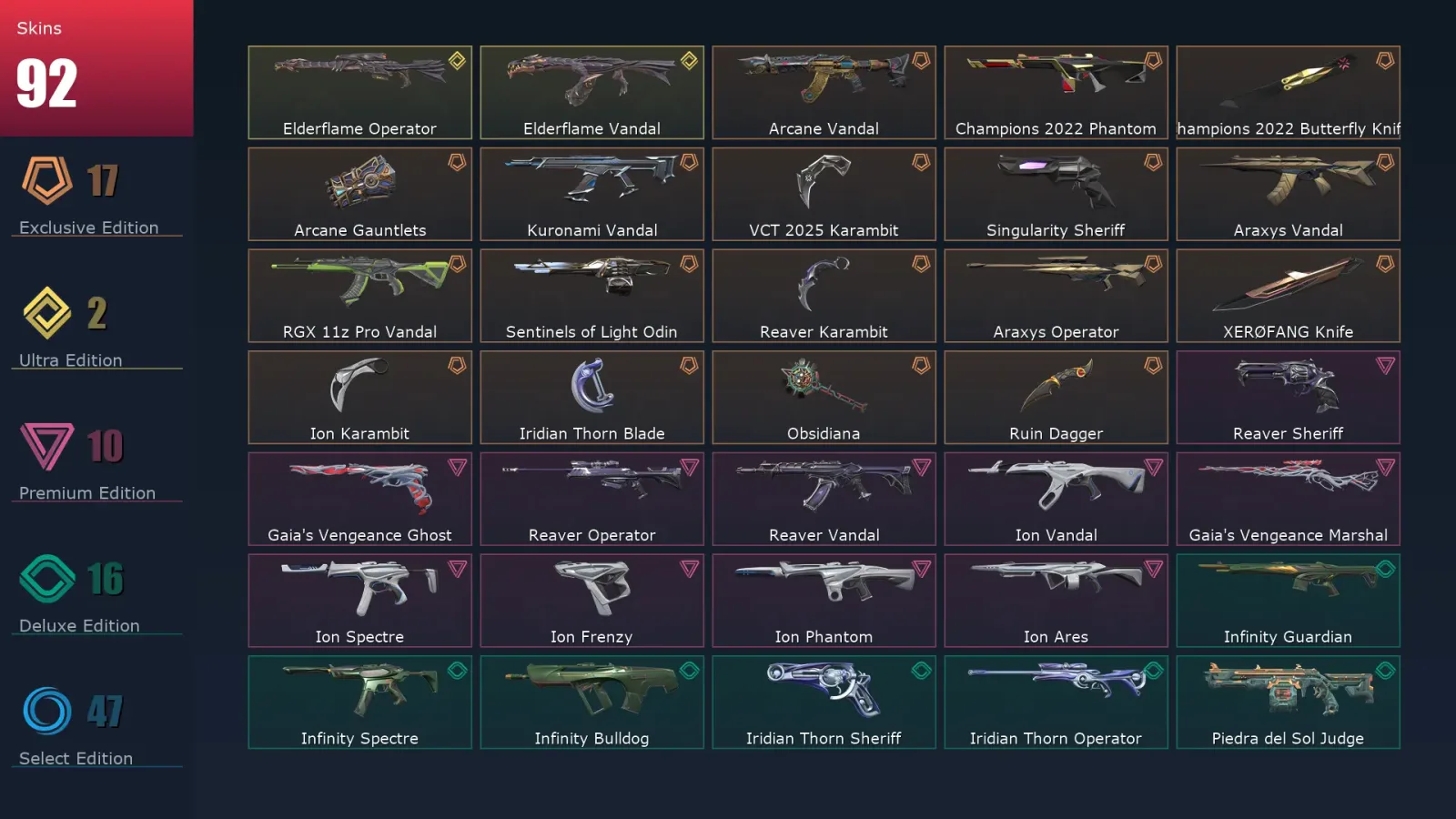 [Valorant] | EU | Level 285 | 28 Agents | 92 Skins — Valorant account