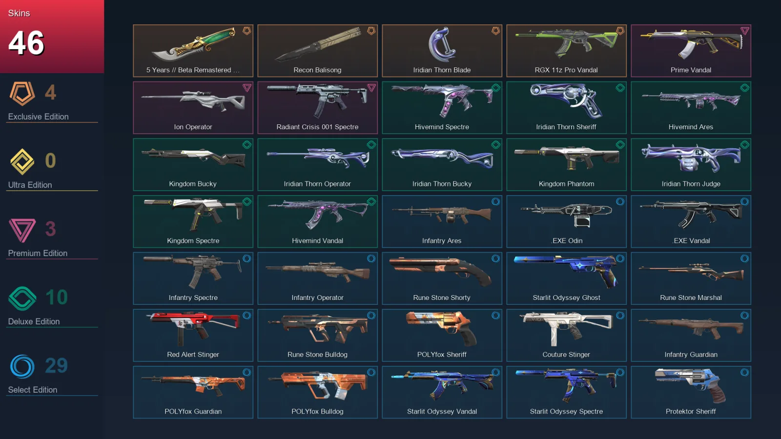 EU | Lv103 | Unranked | 46 Skin | 27 Agent | 77 Buddy
