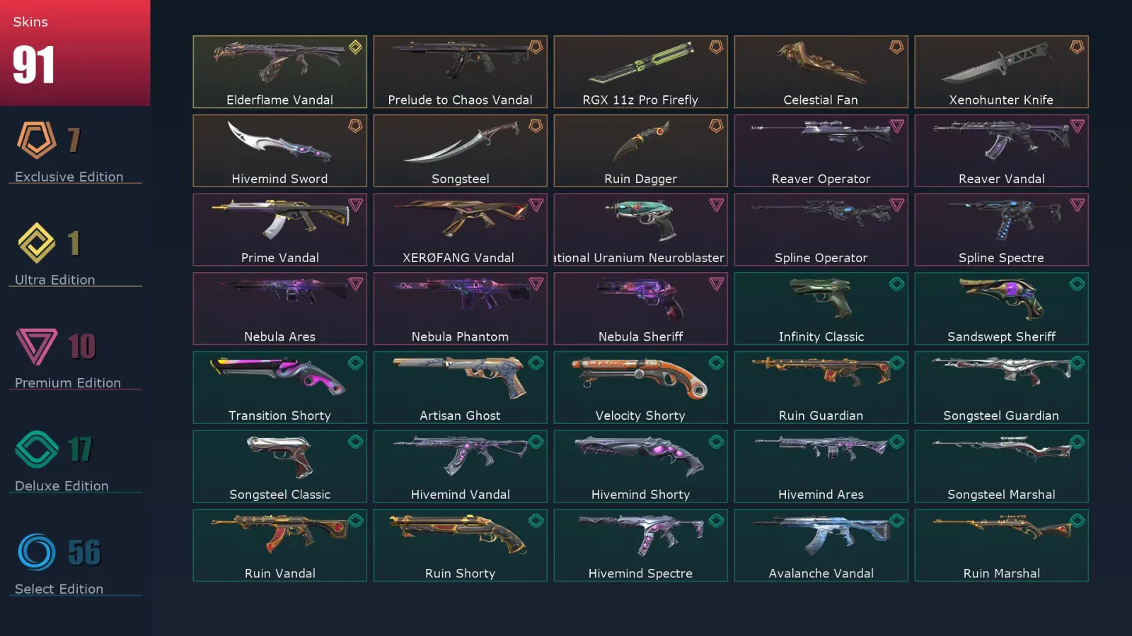 [Valorant] | EU | Level 483 | 25 Agents | 91 Skins — Valorant account