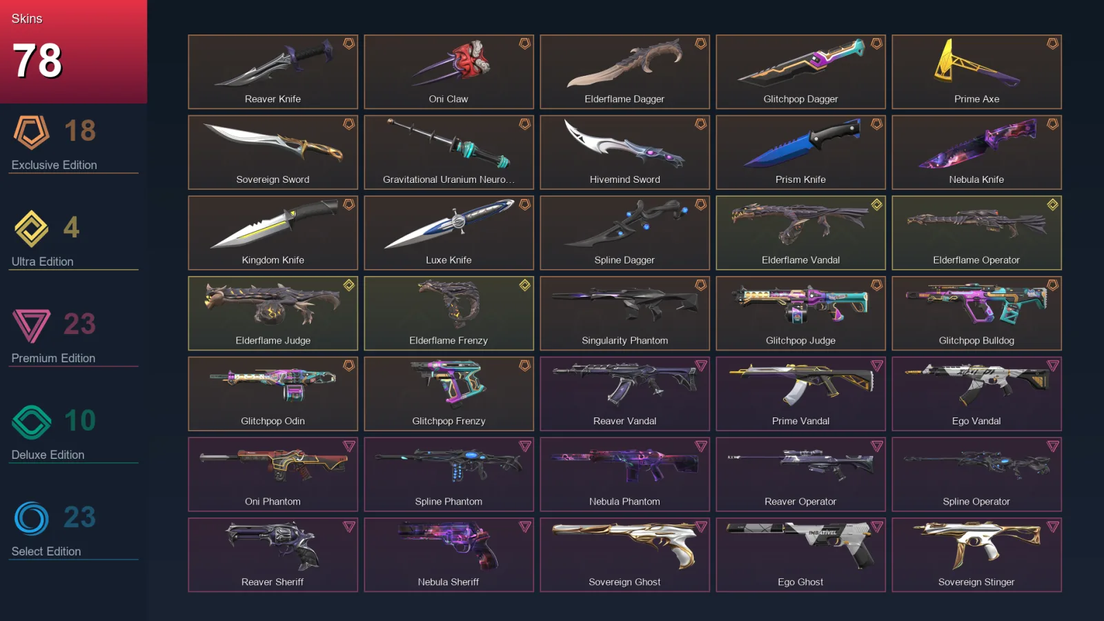 NA | Lv32 | Unranked | 78 Skin | 15 Agent | 44 Buddy — Ego Ghost