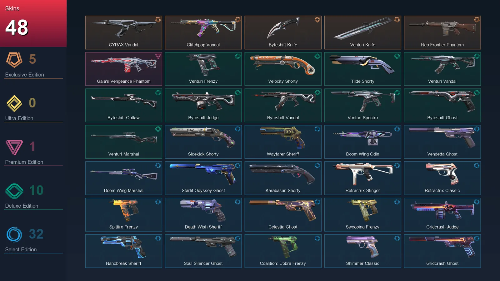 EU | Lv305 | Unranked | 48 Skin | 27 Agent | 91 Buddy
