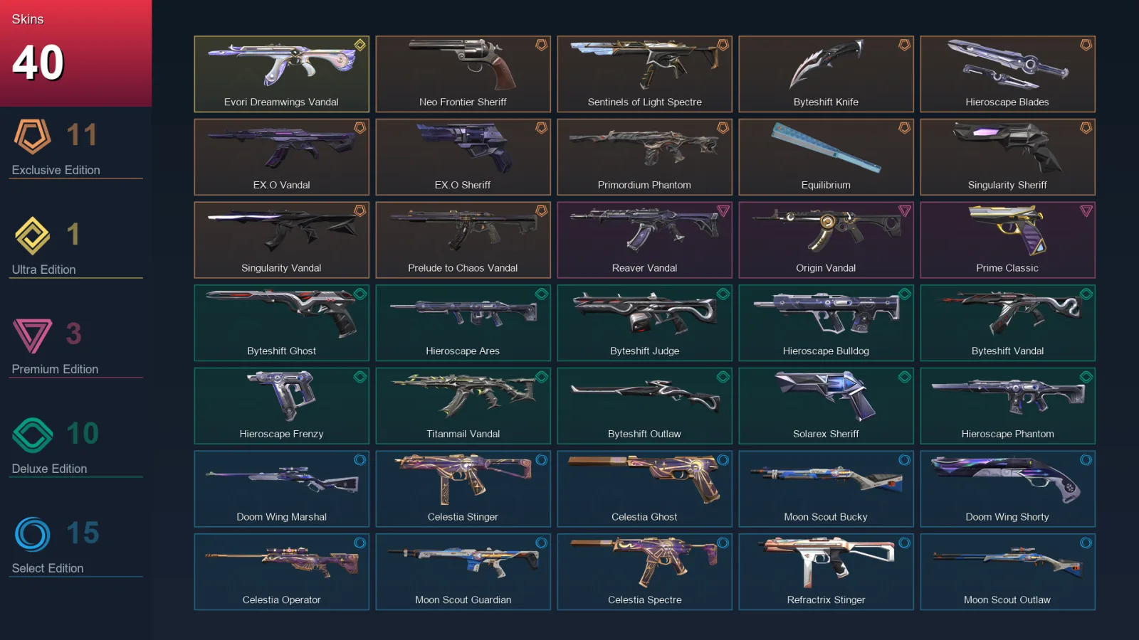EU | Lv80 | Unranked | 40 Skin | 27 Agent | 33 Buddy — Valorant account