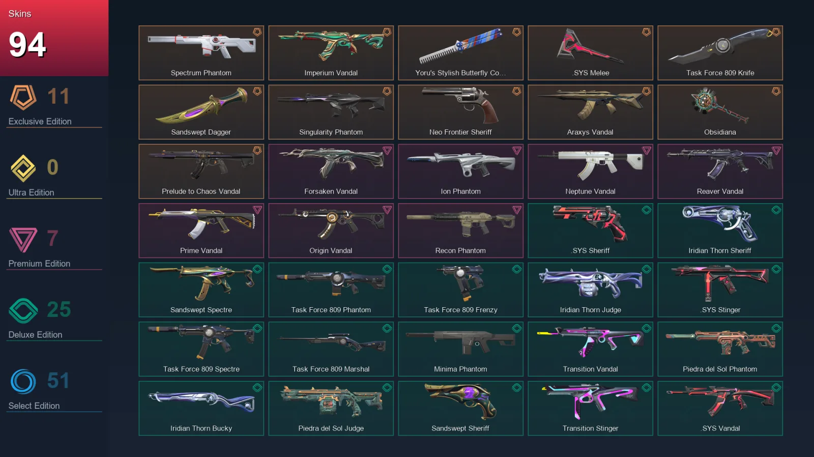 EU | Lv216 | Unranked | 94 Skin | 25 Agent | 109 Buddy — Valorant account