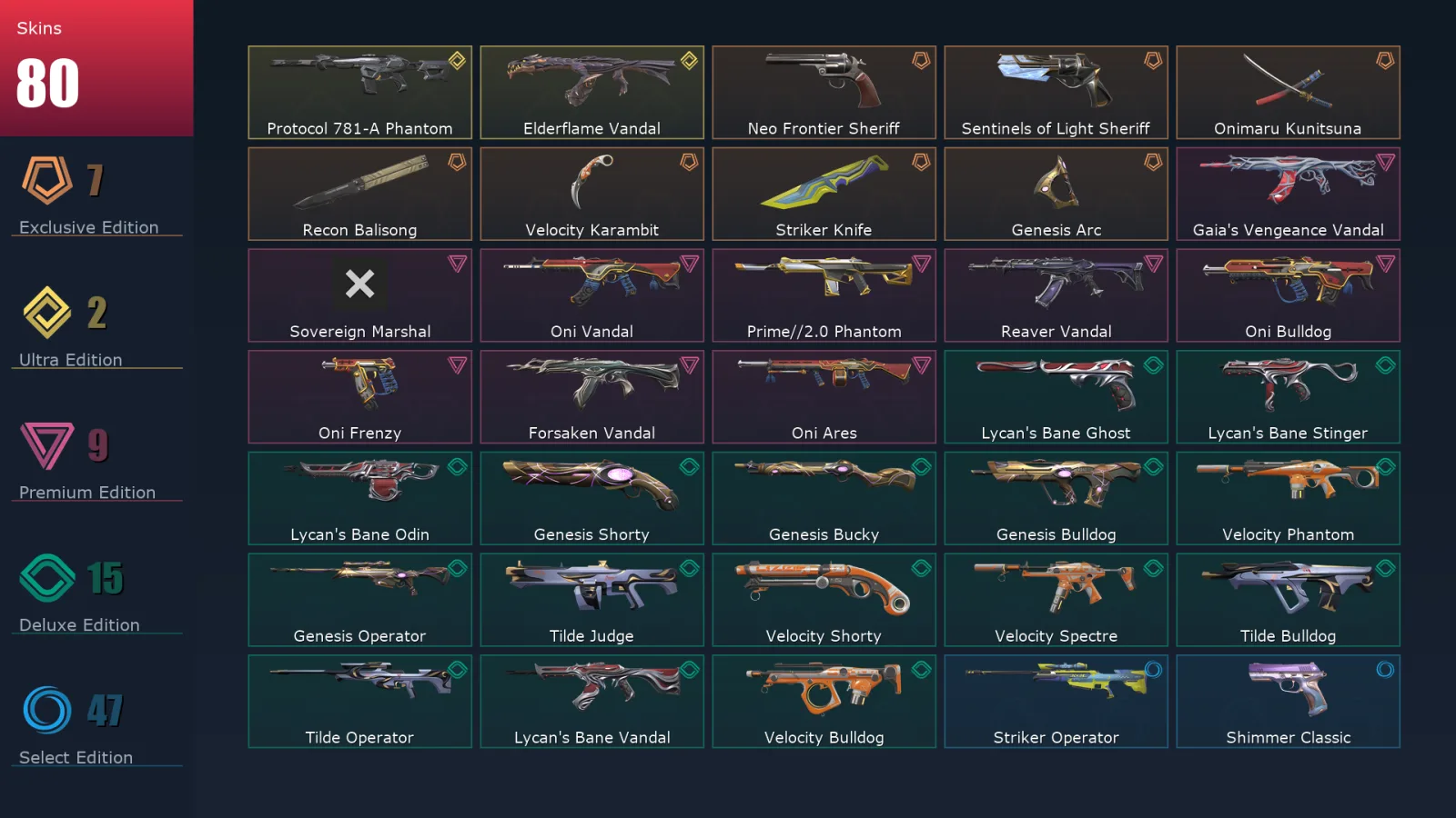 [Valorant] | EU | Level 285 | 28 Agents | 80 Skins