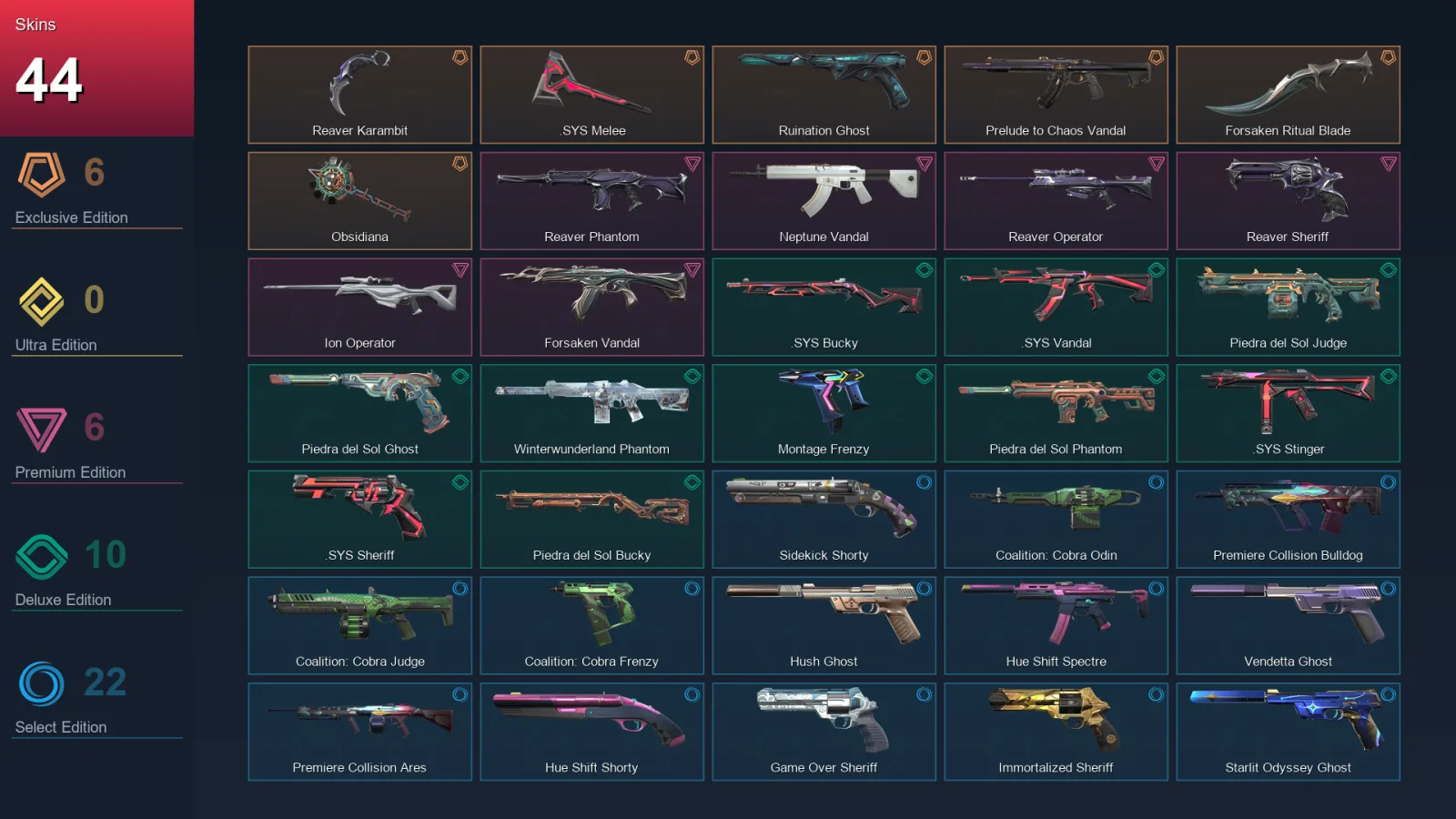 EU | Lv156 | Unranked | 44 Skin | 25 Agent | 68 Buddy
