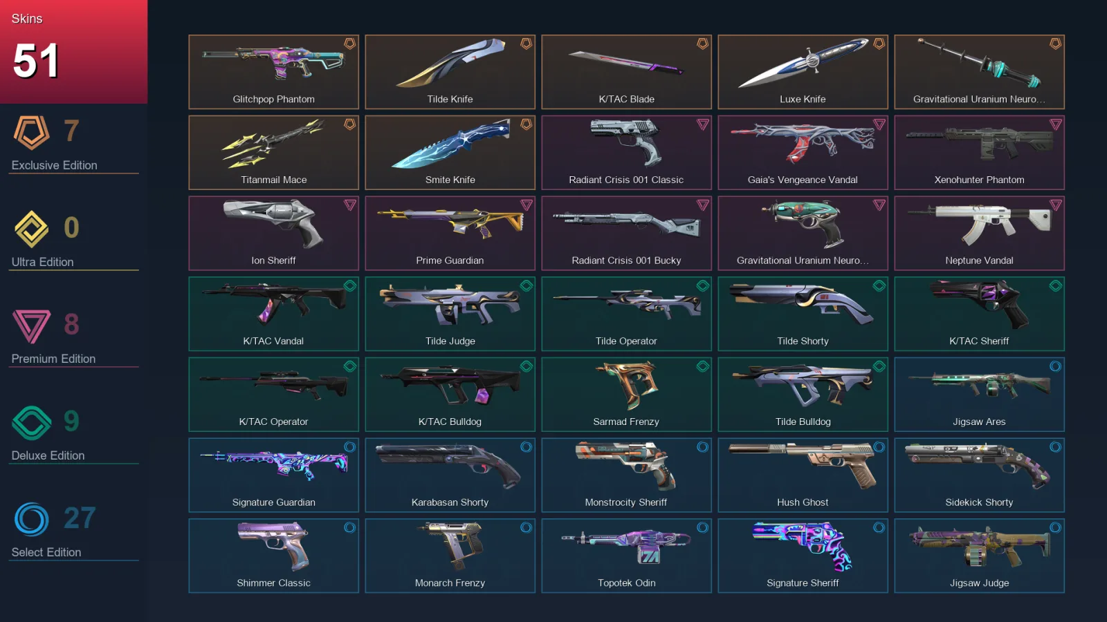 AP | Lv191 | Unranked | 51 Skin | 23 Agent | 72 Buddy — Valorant account