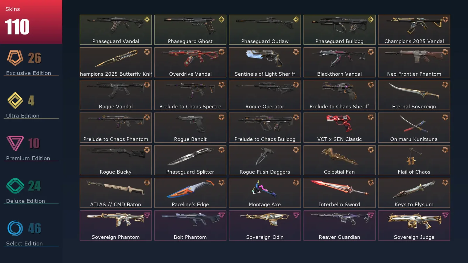 [Valorant] | EU | Level 144 | Platinum 2 | 29 Agents | 110 Skins &mdash; Valorant account with Bucky skin