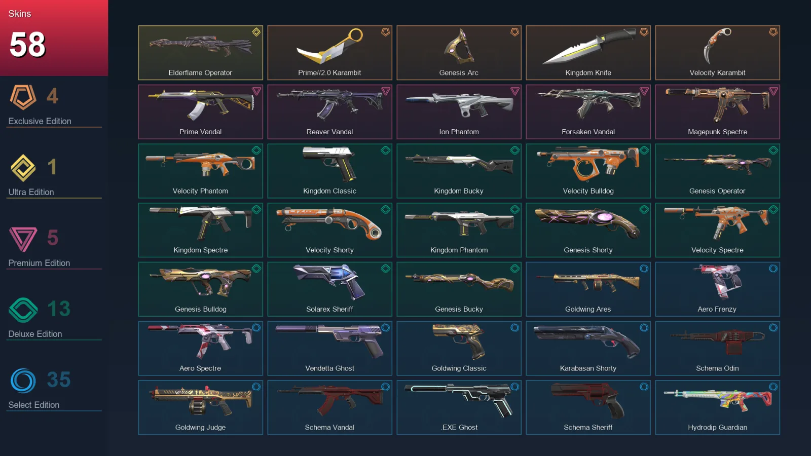 AP | Lv210 | Unranked | 58 Skin | 25 Agent | 114 Buddy — Valorant account