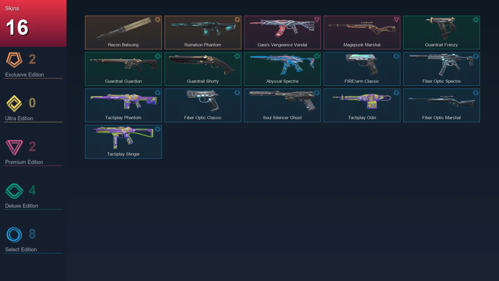 EU | Recon Balisong | Ruination Phantom | Gaia's Vengeance Vandal | Magepunk Marshal | 16 Skin | 16 Agent | 30 Buddy | Lv64