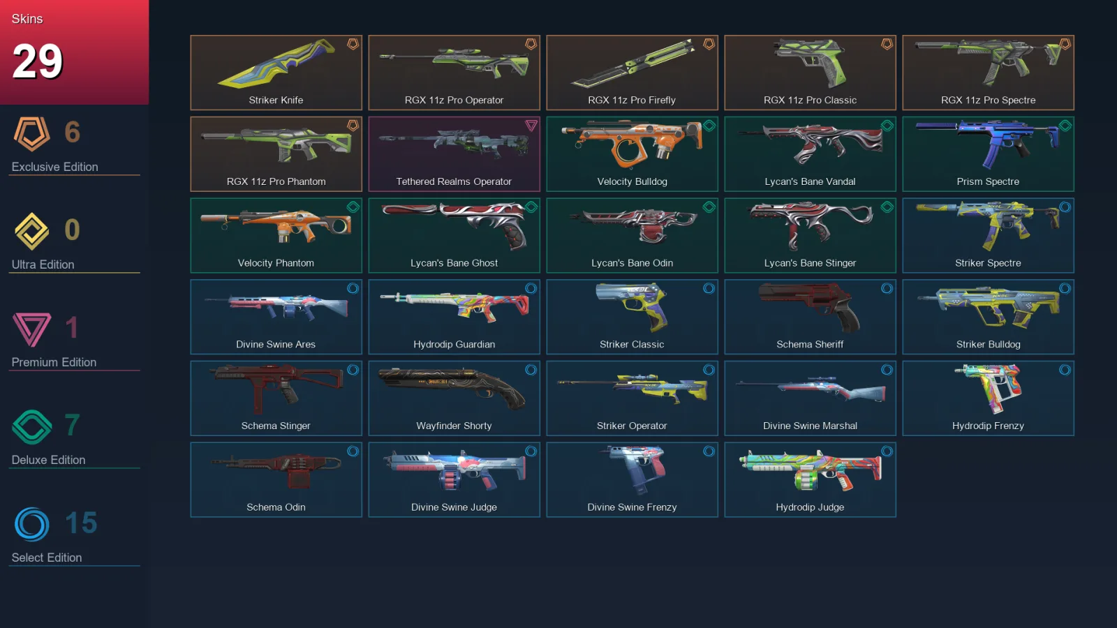 EU | Lv41 | Unranked | 29 Skin | 17 Agent | 25 Buddy