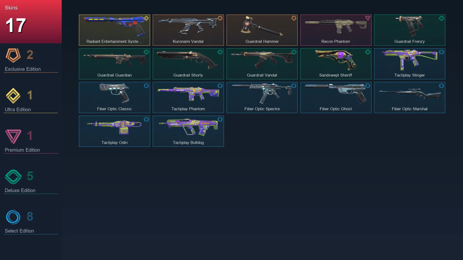 EU | Lv100 | Unranked | 17 Skin | 28 Agent | 44 Buddy