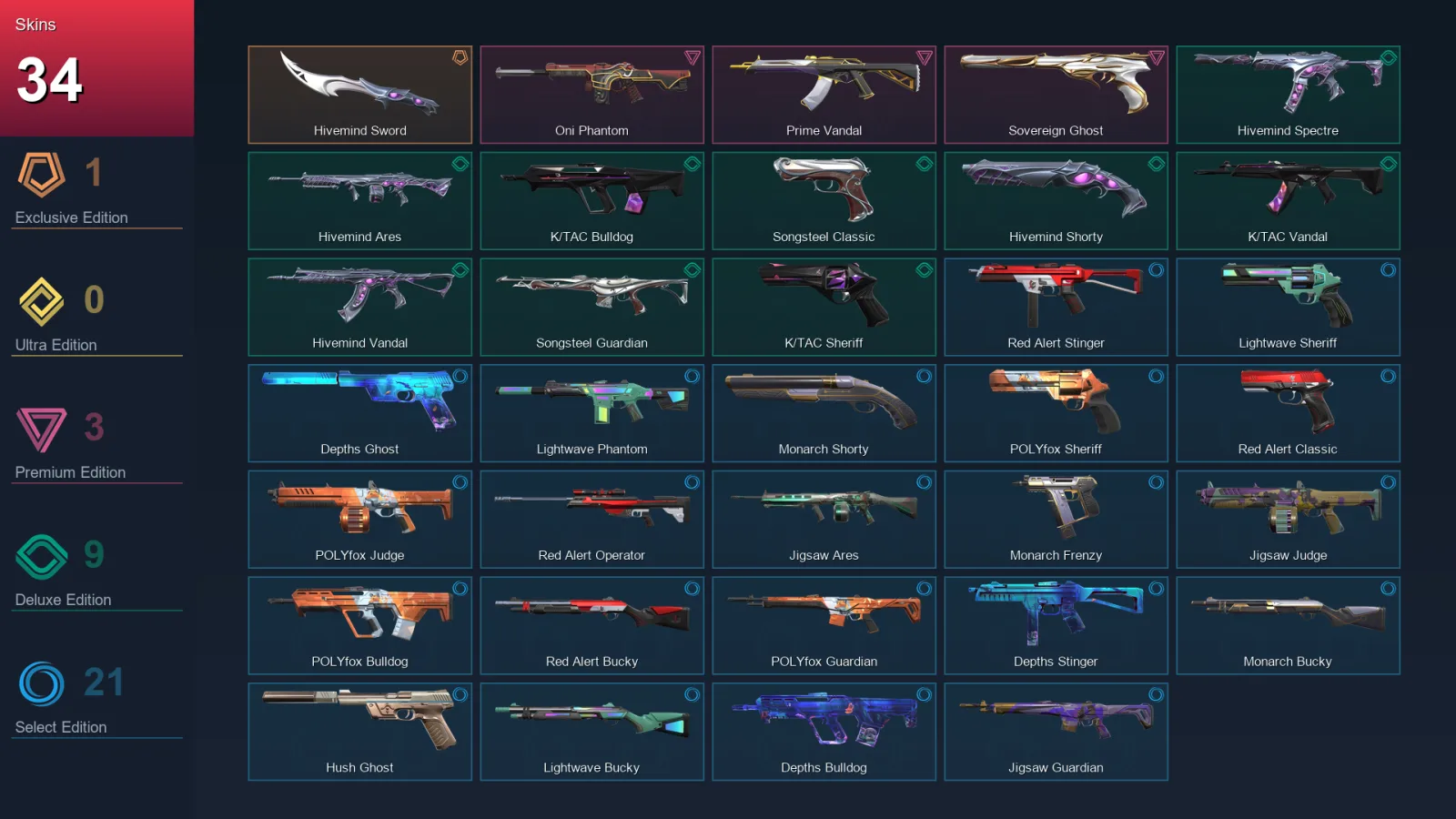 EU | Lv56 | Unranked | 34 Skin | 16 Agent | 38 Buddy