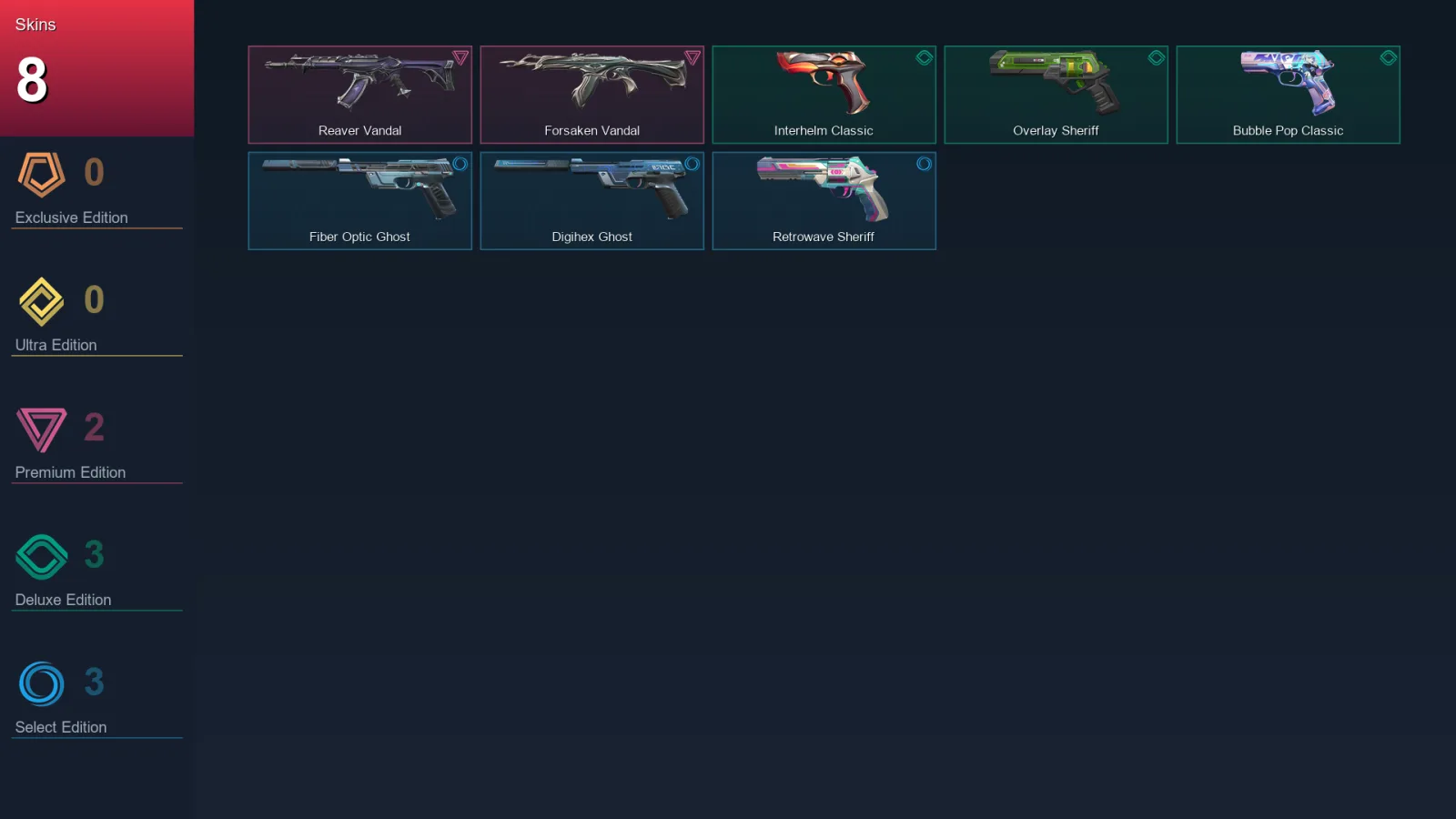 AP | Lv207 | Unranked | 8 Skin | 27 Agent | 62 Buddy