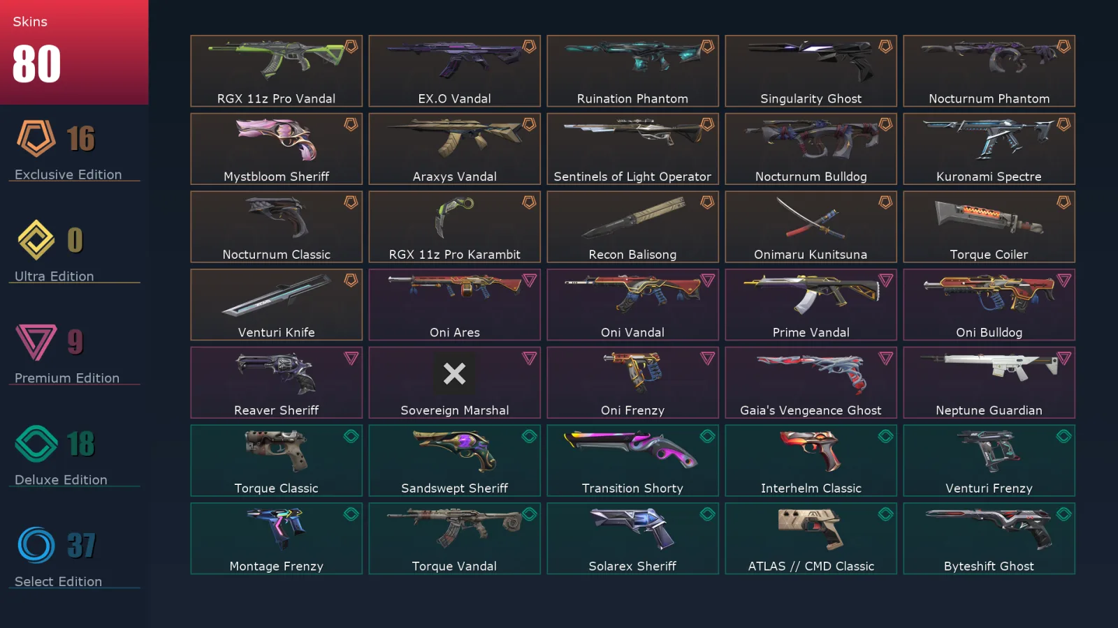 [Valorant] | EU | Level 462 | 29 Agents | 80 Skins