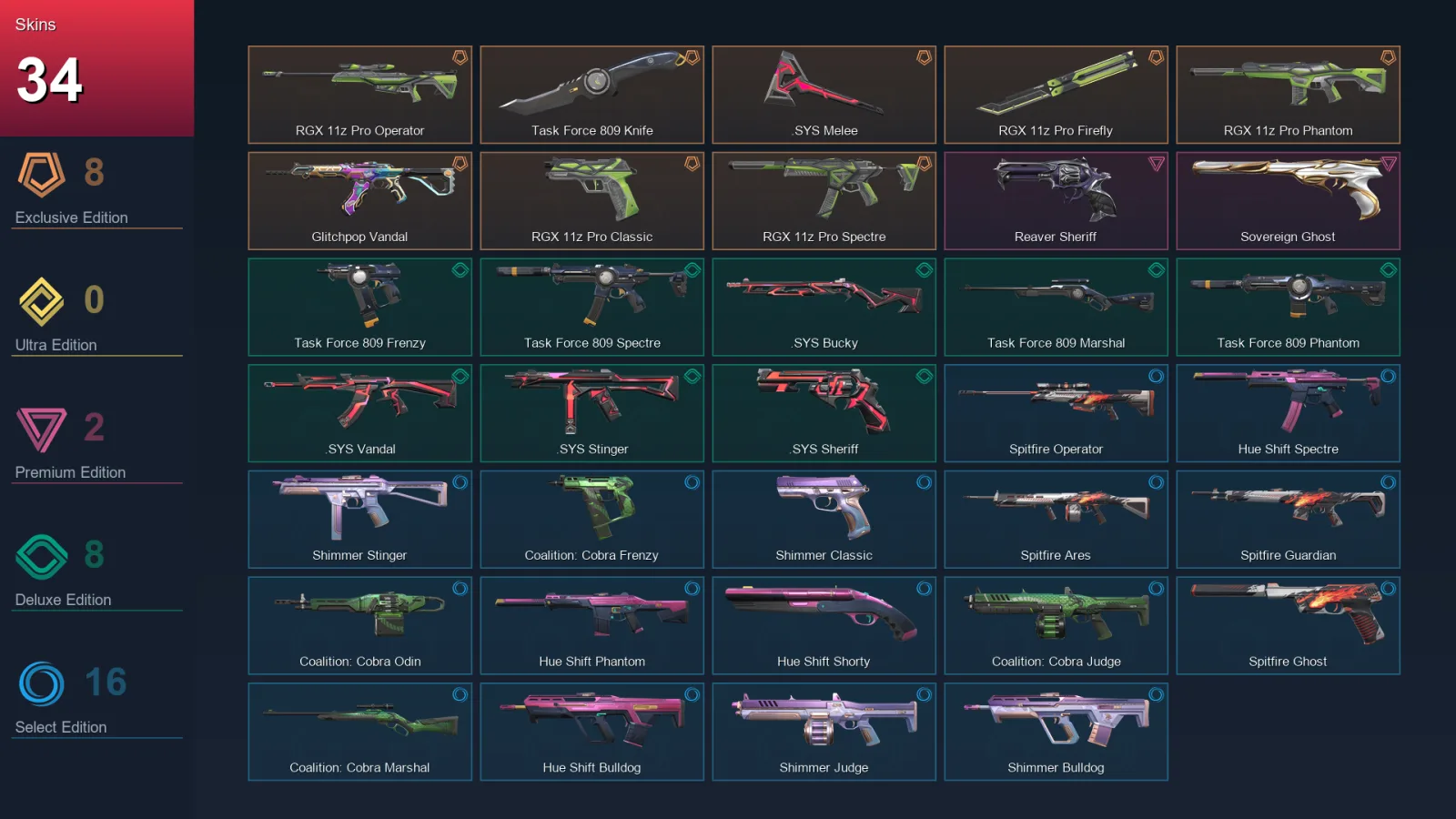 EU | Lv106 | Unranked | 34 Skin | 28 Agent | 68 Buddy — Valorant account