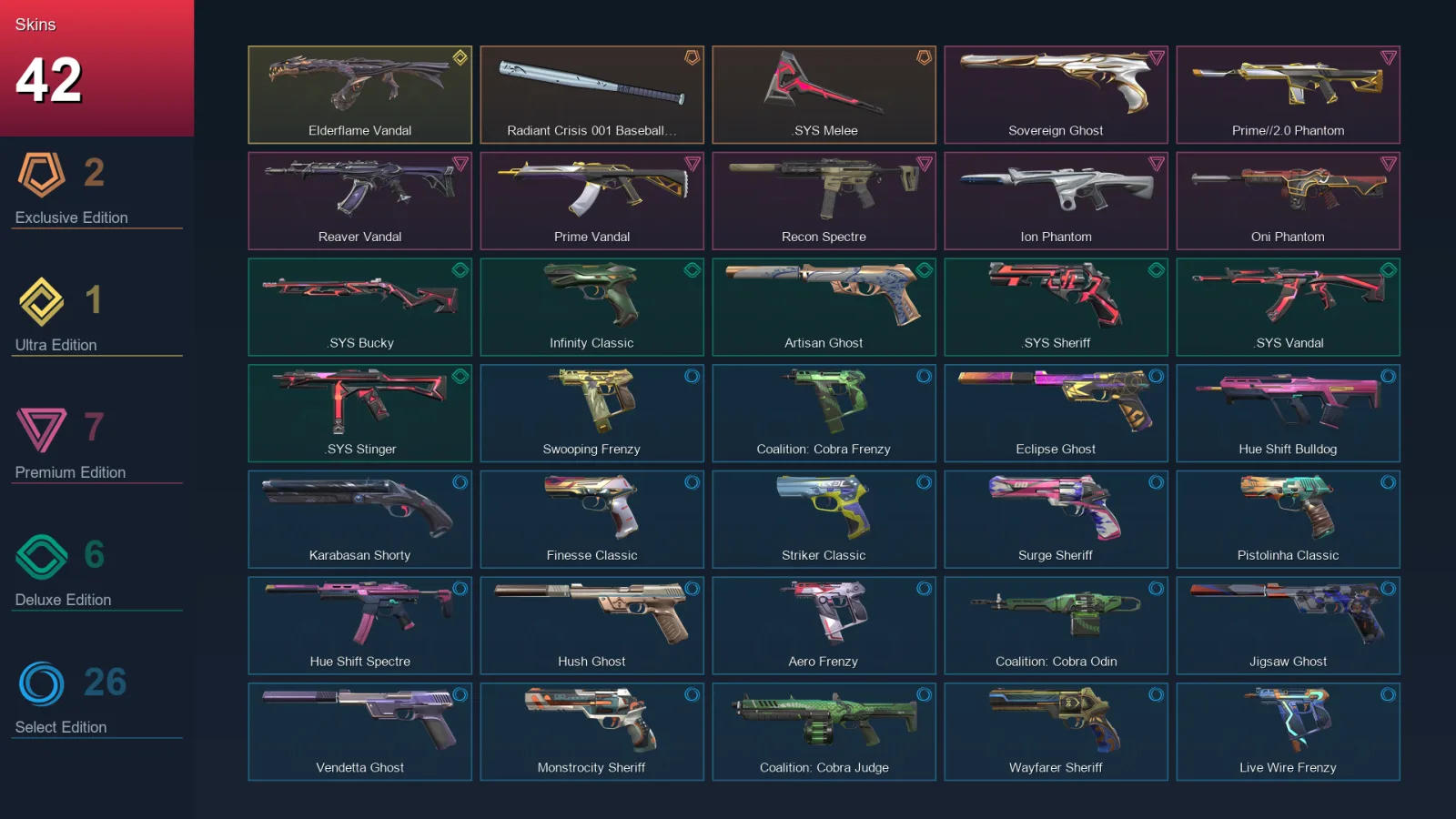 AP | Lv259 | Unranked | 42 Skin | 20 Agent | 77 Buddy