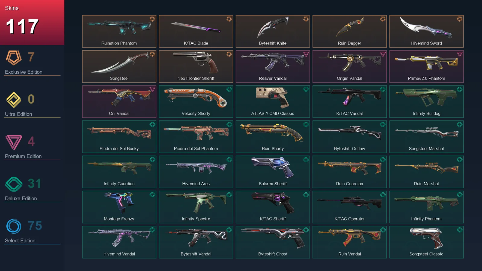 LA | Lv422 | Unranked | 117 Skin | 28 Agent | 172 Buddy — Valorant account
