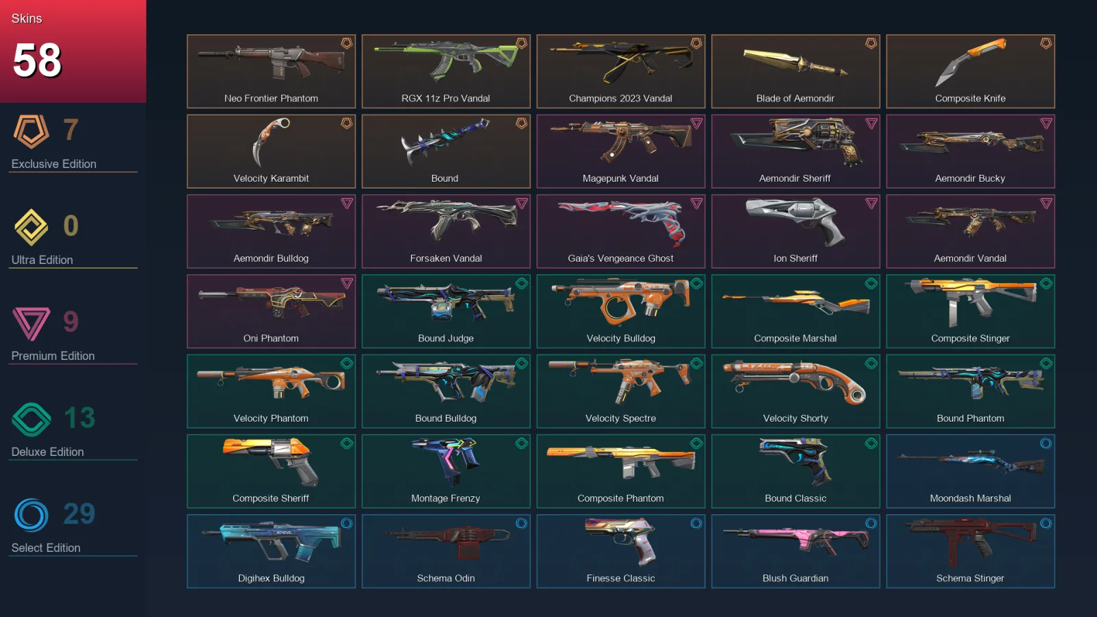 AP | Lv197 | Unranked | 58 Skin | 28 Agent | 114 Buddy — Valorant account