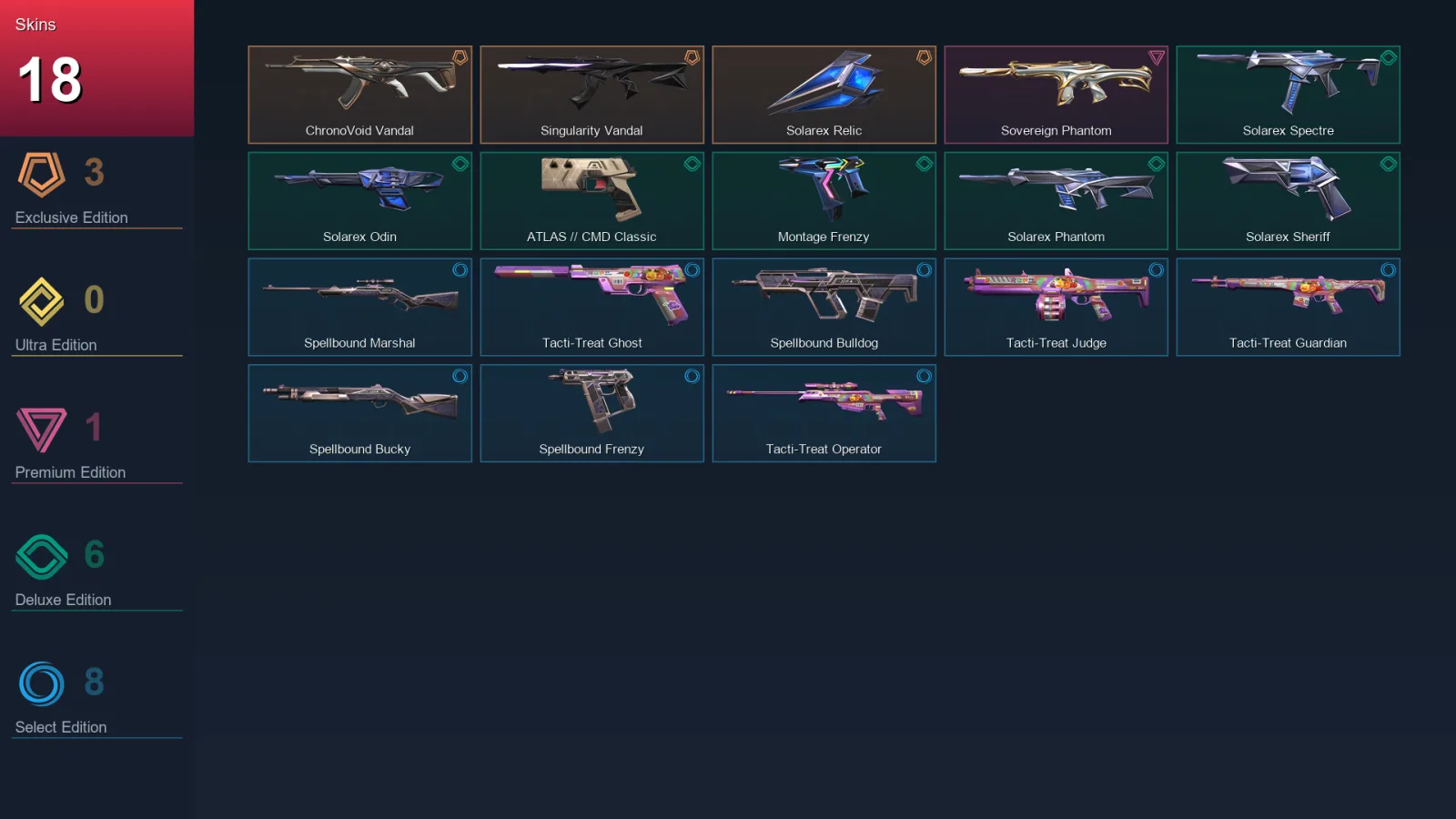 EU | Lv119 | Unranked | 18 Skin | 22 Agent | 38 Buddy