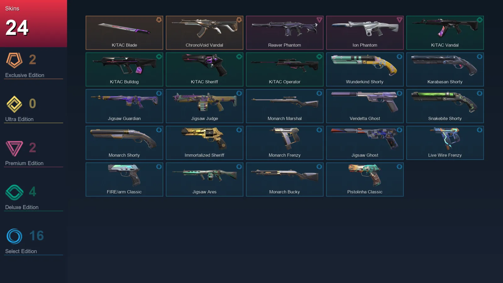 AP | Lv143 | Unranked | 24 Skin | 21 Agent | 74 Buddy