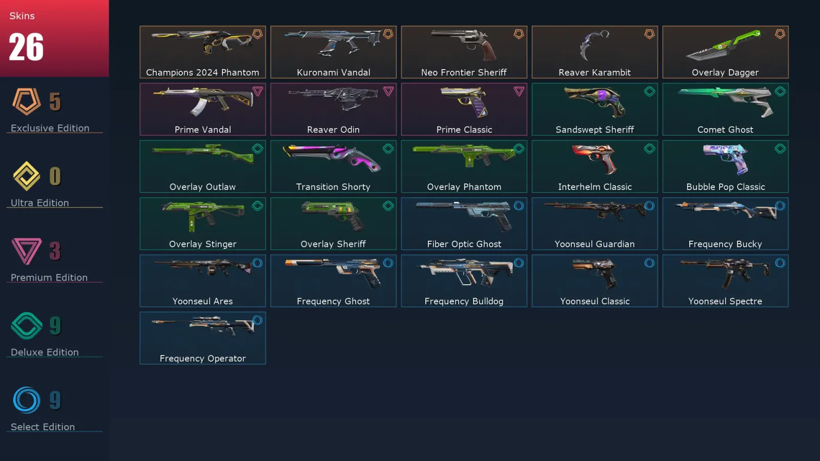 [Valorant] | EU | Level 131 | 23 Agents | 26 Skins