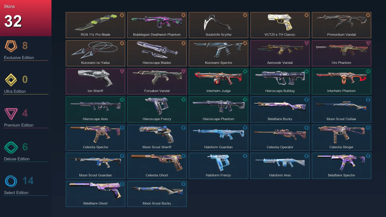EU | Lv48 | Unranked | 32 Skin | 14 Agent | 22 Buddy &mdash; Valorant account with Sage
