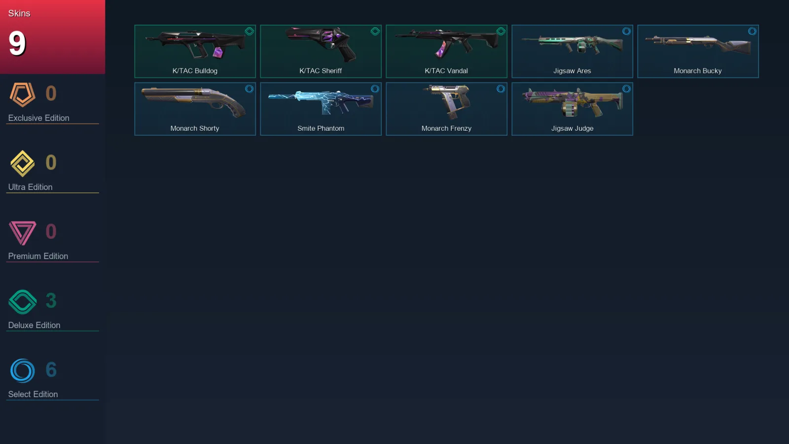 EU | Lv23 | Unranked | 9 Skin | 8 Agent | 9 Buddy — Jigsaw Ares
