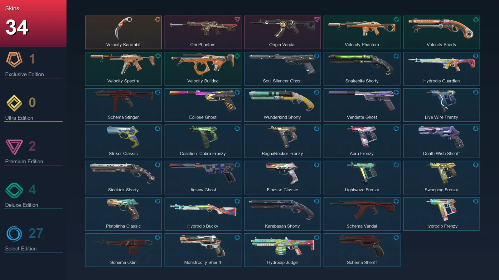 AP | Lv283 | Unranked | 34 Skin | 25 Agent | 103 Buddy — Valorant account