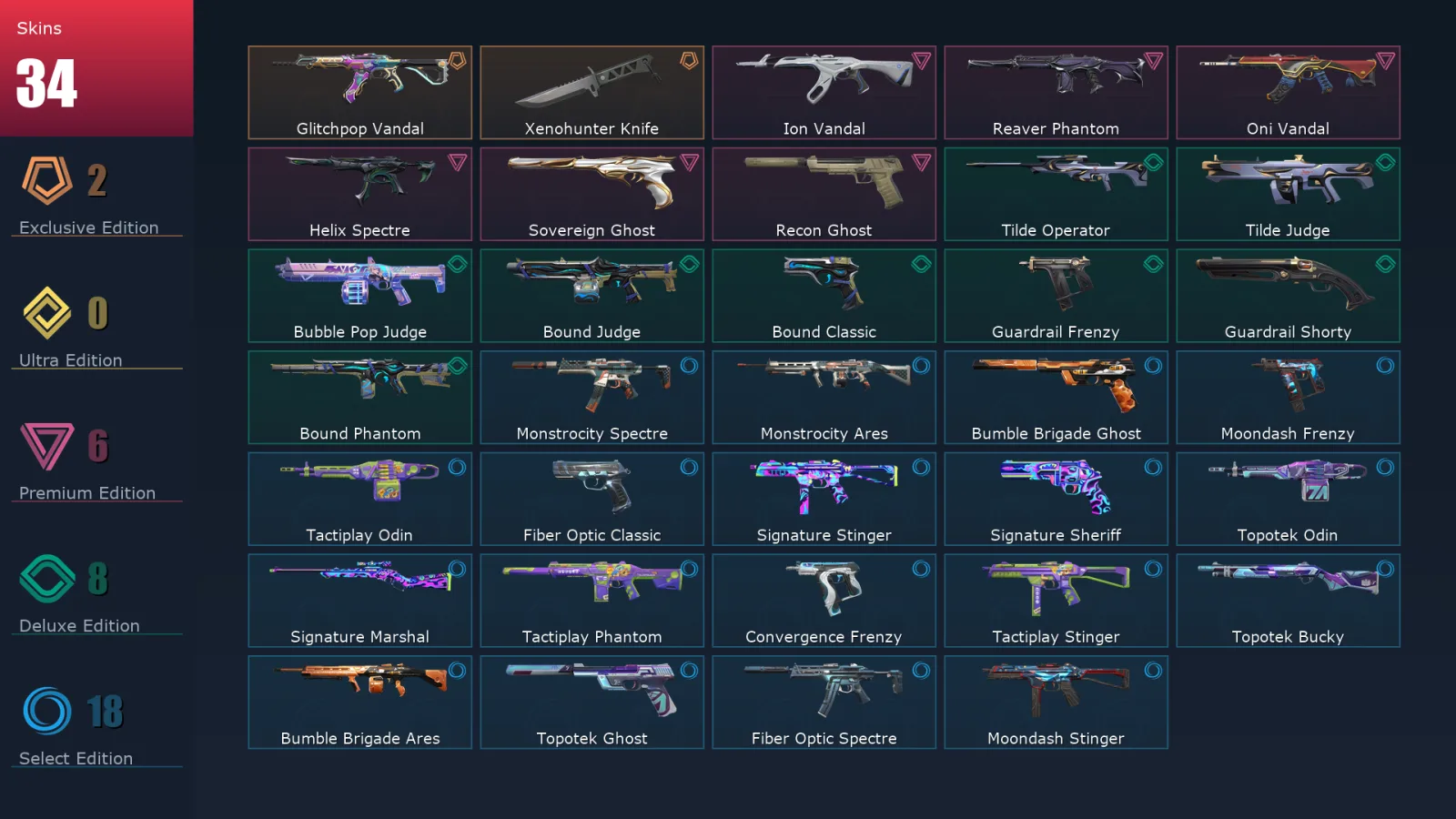 [Valorant] | EU | Level 60 | Silver 2 | 24 Agents | 34 Skins