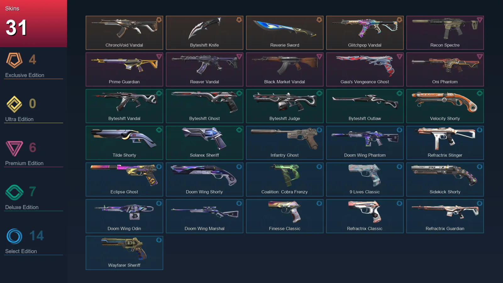 EU | Lv180 | Unranked | 31 Skin | 24 Agent | 88 Buddy