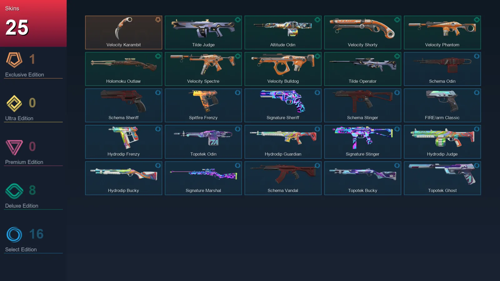 NA | Lv107 | Unranked | 25 Skin | 26 Agent | 54 Buddy
