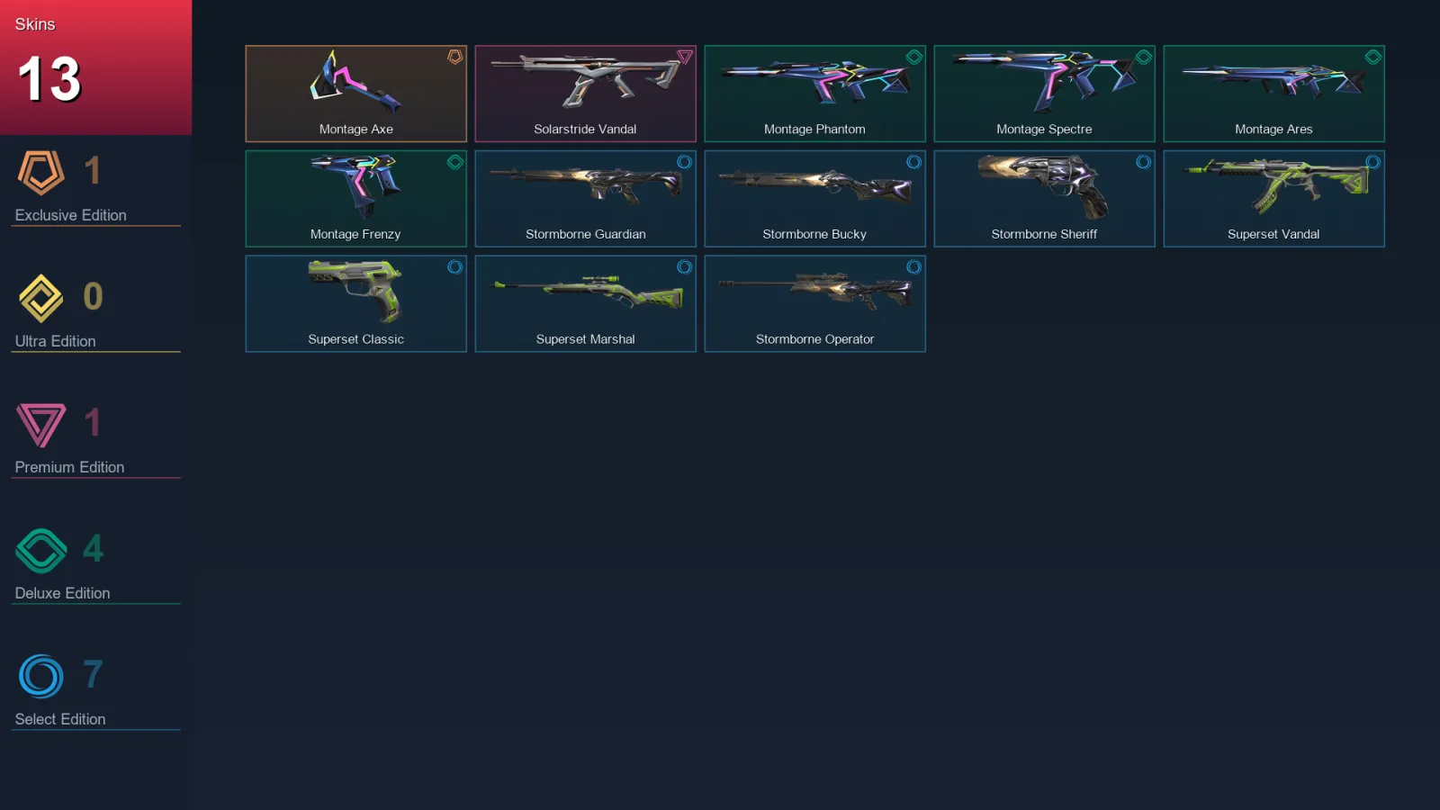 AP | Lv26 | Unranked | 13 Skin | 9 Agent | 13 Buddy