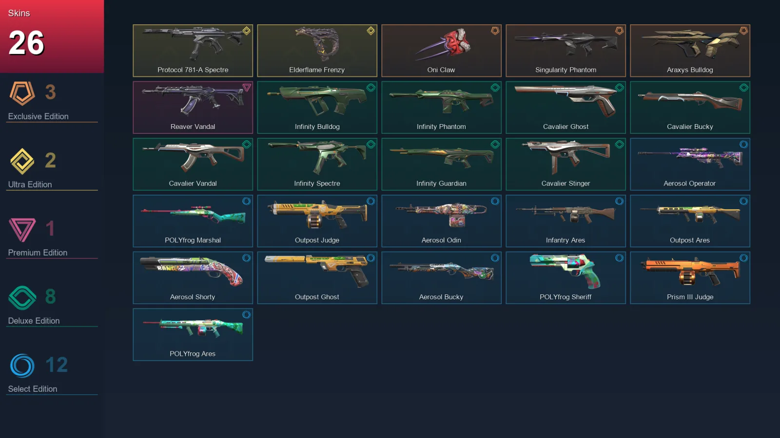NA | Lv42 | Unranked | 26 Skin | 19 Agent | 36 Buddy