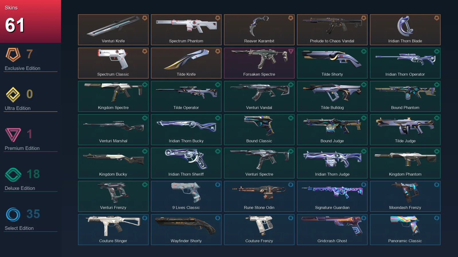 EU | Lv87 | Unranked | 61 Skin | 22 Agent | 78 Buddy