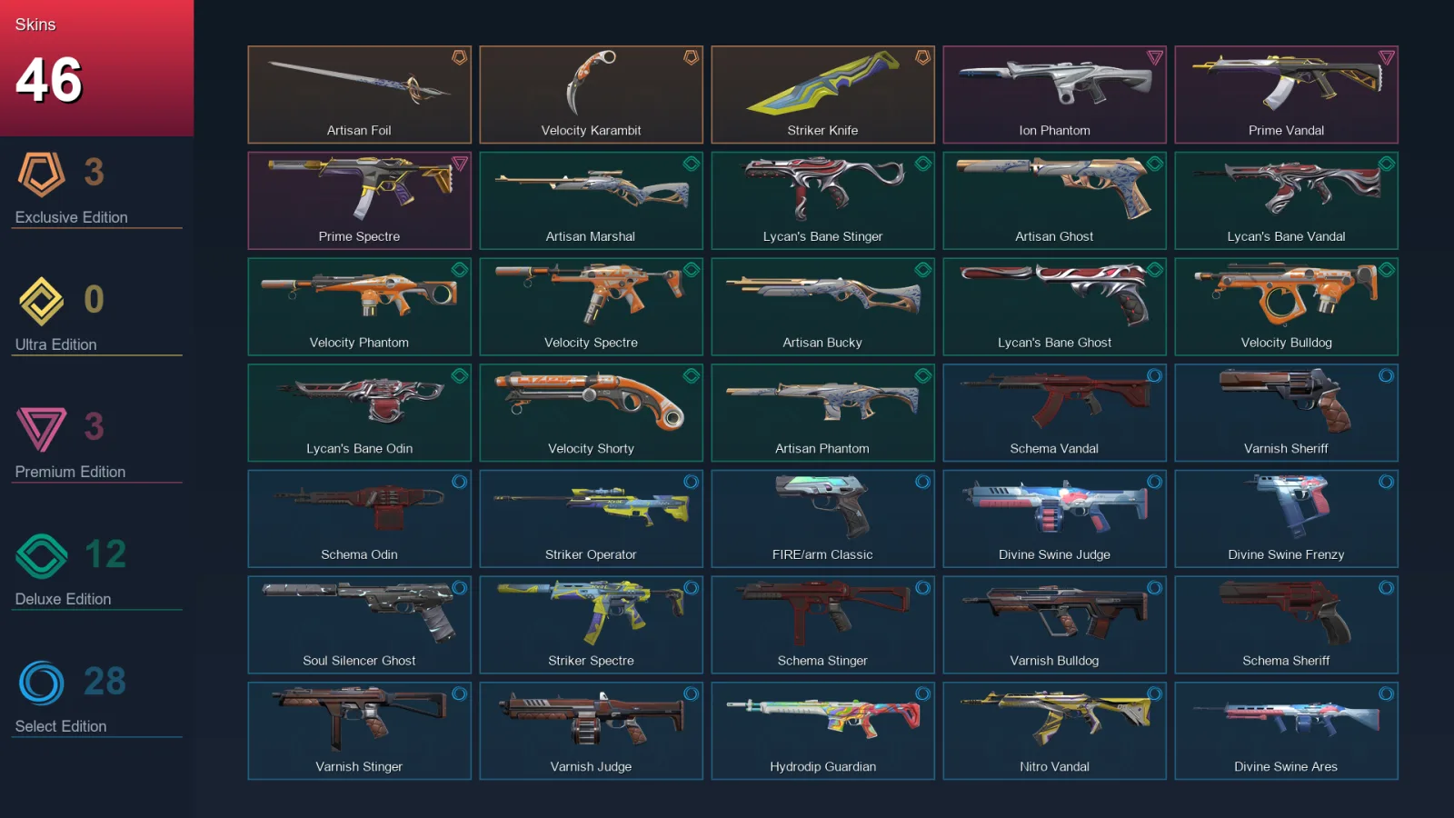 NA | Lv119 | Unranked | 46 Skin | 22 Agent | 59 Buddy