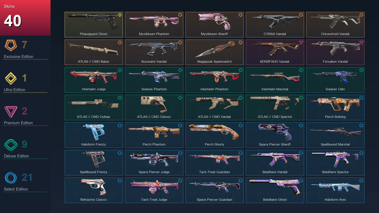 EU | Lv43 | Unranked | 40 Skin | 18 Agent | 32 Buddy