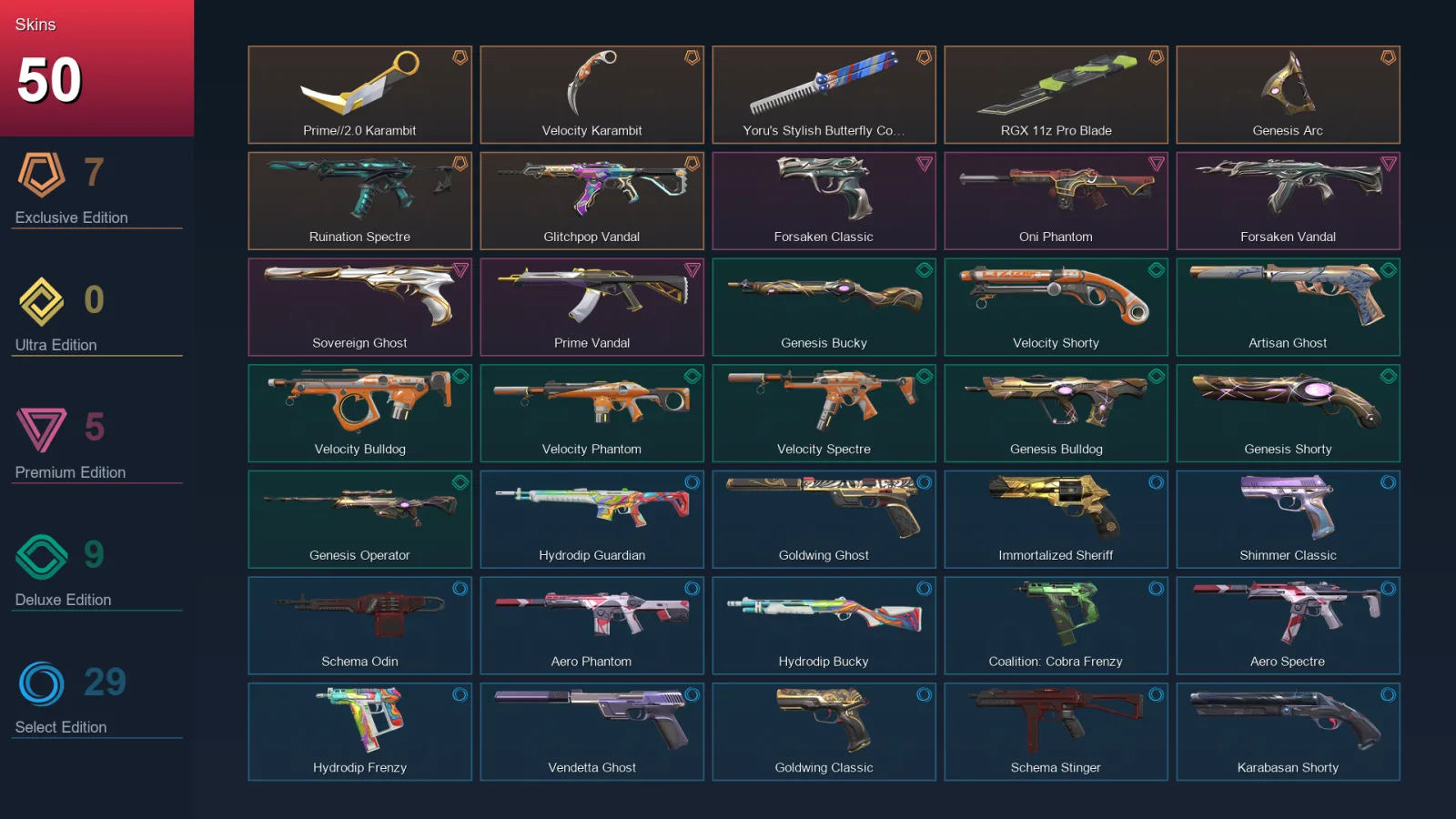 AP | Lv192 | Unranked | 50 Skin | 24 Agent | 77 Buddy