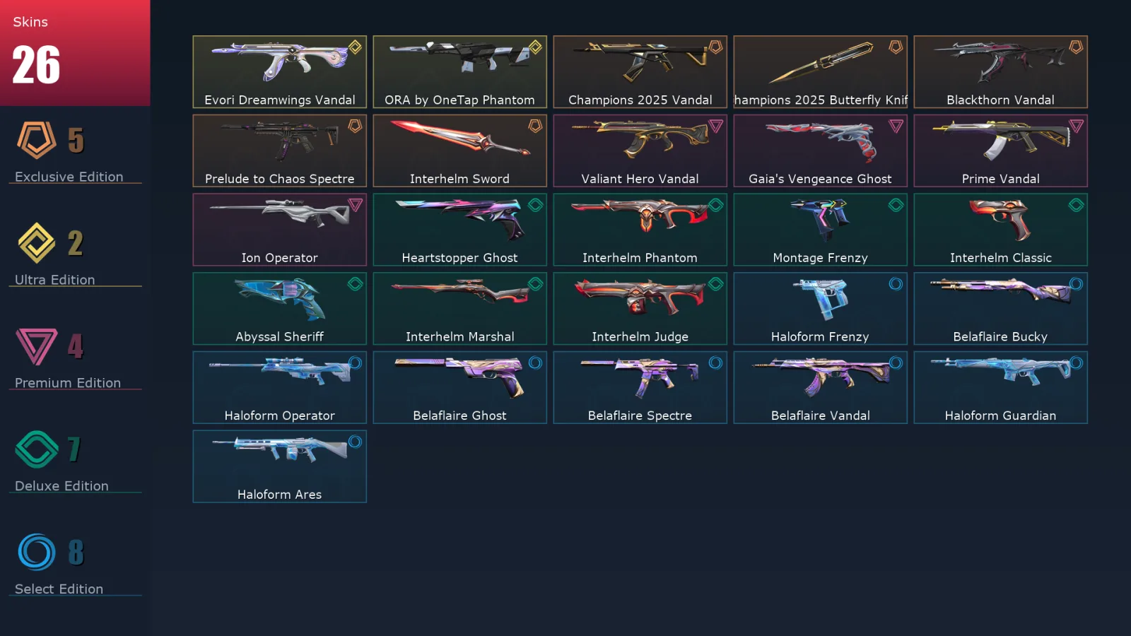[Valorant] | EU | Level 80 | 25 Agents | 26 Skins