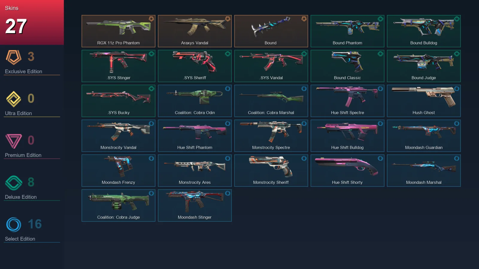 EU | Lv60 | Unranked | 27 Skin | 17 Agent | 33 Buddy