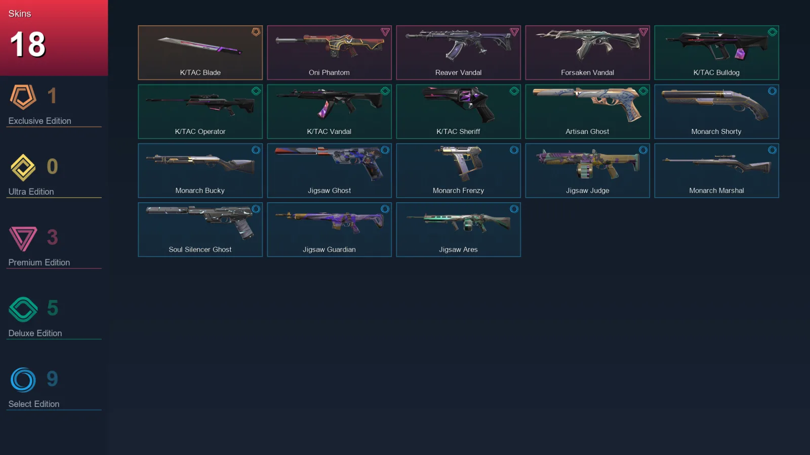 NA | Lv115 | Unranked | 18 Skin | 23 Agent | 42 Buddy