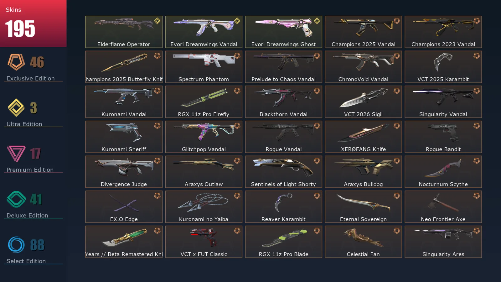 [Valorant] | EU | Level 376 | Diamond 1 | 29 Agents | 195 Skins
