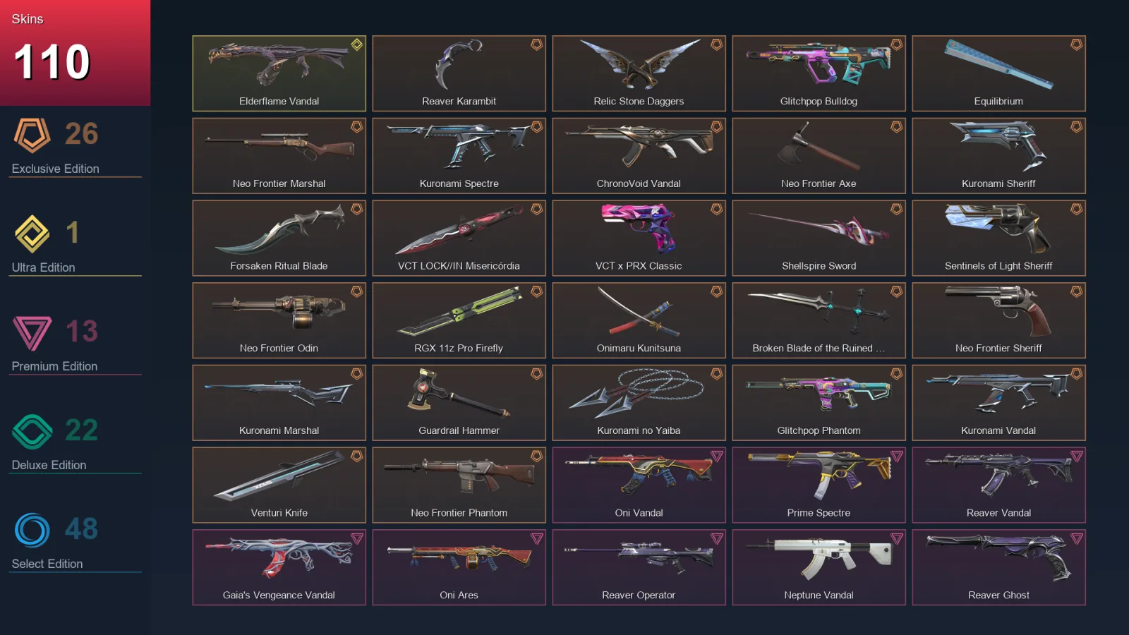 NA | Lv90 | Unranked | 110 Skin | 17 Agent | 69 Buddy