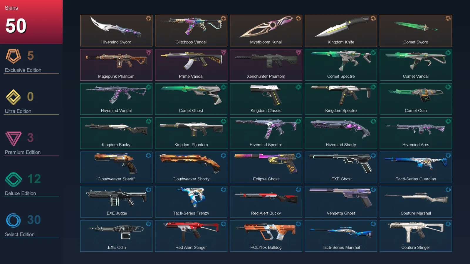 LA | Lv174 | Unranked | 50 Skin | 27 Agent | 91 Buddy — Valorant account