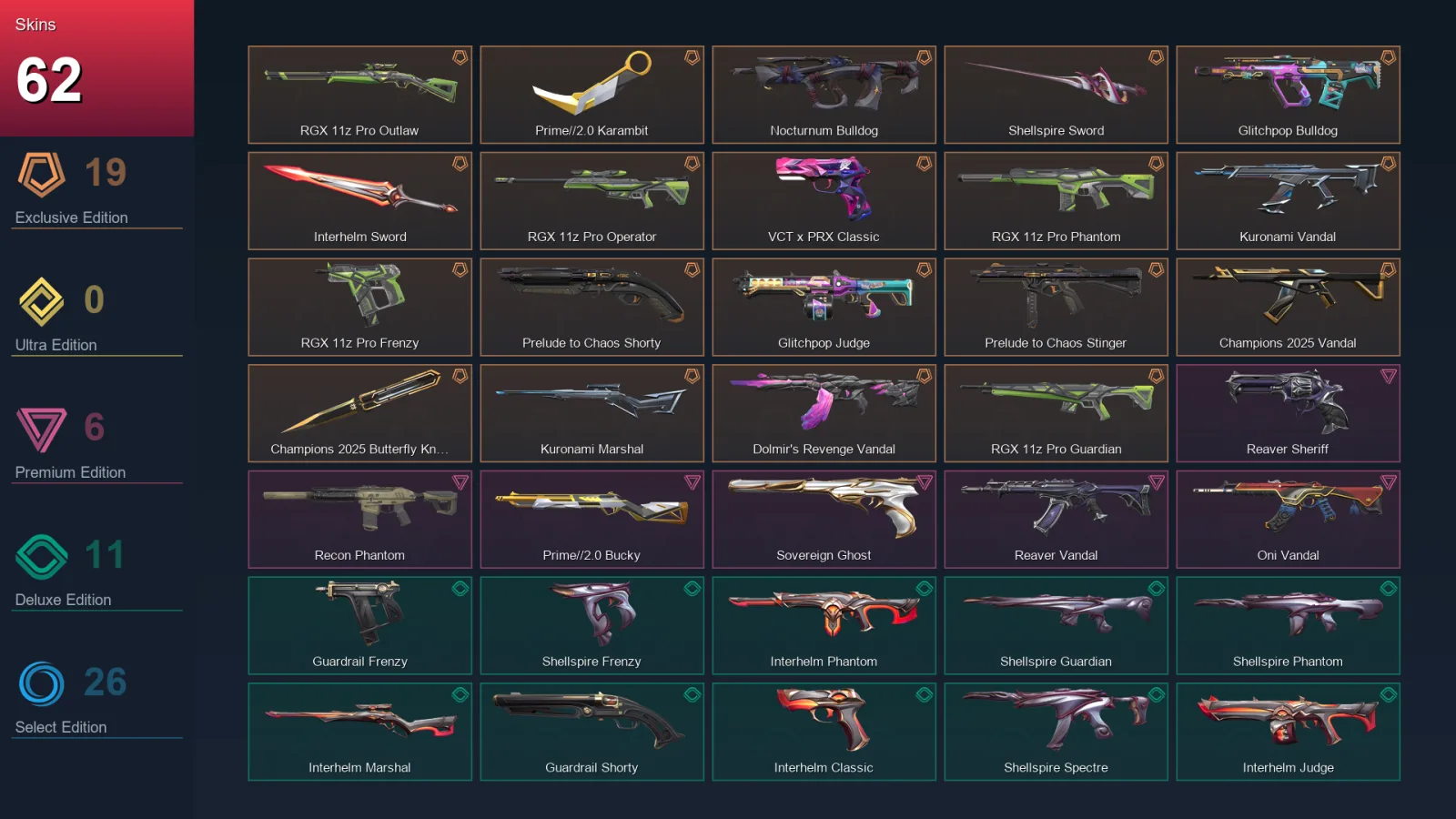 AP | Lv53 | Unranked | 62 Skin | 20 Agent | 45 Buddy