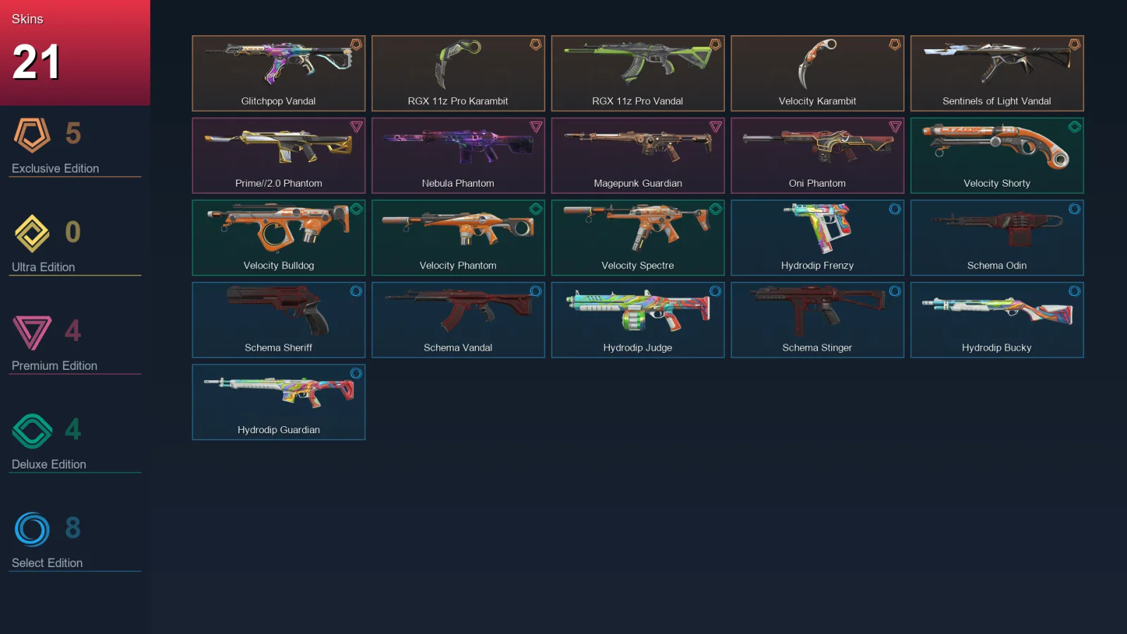 NA | Lv73 | Unranked | 21 Skin | 26 Agent | 37 Buddy