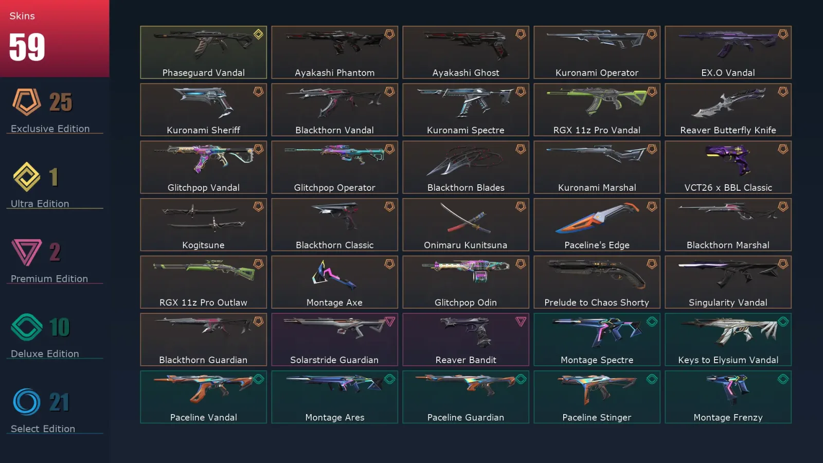 [Valorant] | EU | Level 75 | 21 Agents | 59 Skins — Valorant account